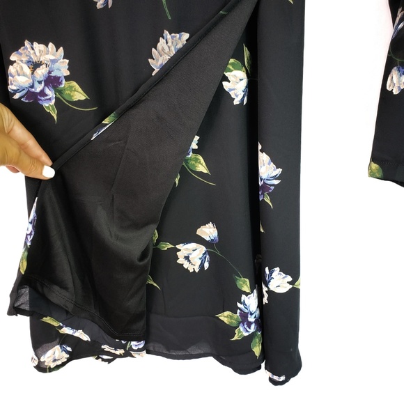 NEW Lush Nordstrom Elly Wrap Dress Black Floral - Picture 7 of 8